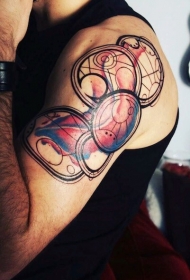 手臂很酷的彩色几何圆纹身图案