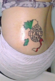 腰部意大利地图彩绘纹身图案