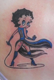 背部卡通女孩与鞭子纹身图案