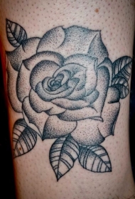 old school黑白点刺玫瑰纹身图案