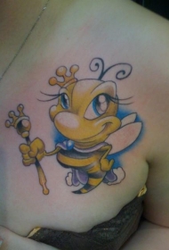 可爱的卡通女王蜜蜂纹身图案
