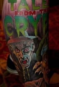 腿部彩色电影恐怖人物纹身图案