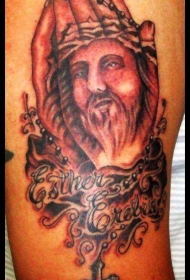 肩部棕色祈祷的双手与十字架纹身