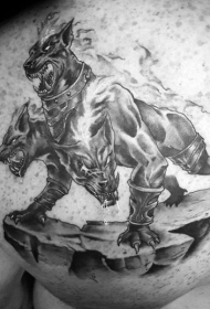 肩部插画风格邪恶的地狱犬纹身图案