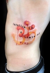 侧肋new school彩色的亚洲字符与字母纹身图案