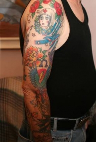 oldschool手臂很多元素彩绘纹身图案