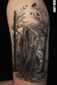 死神披着裹尸布纹身图案