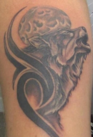 肩部棕色保鲁夫狼和部落标志纹身