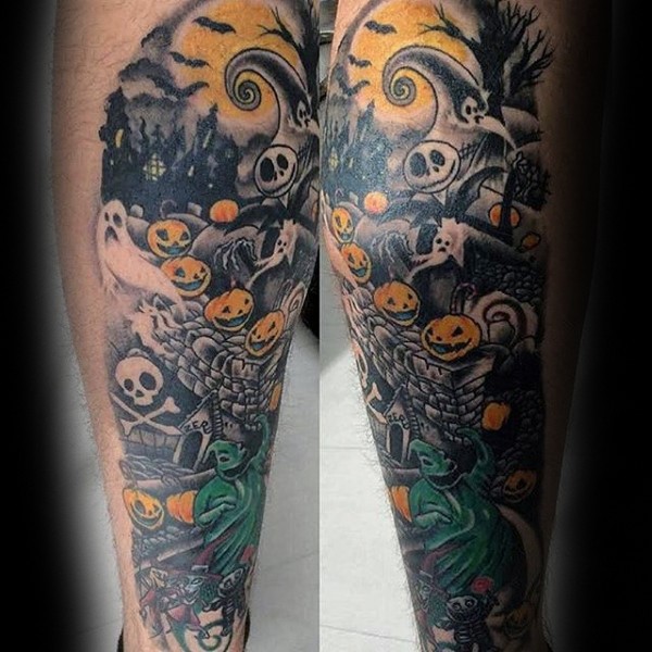 恐怖万圣节南瓜幽灵纹身图案