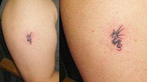 肩部简约部落小海马纹身图案