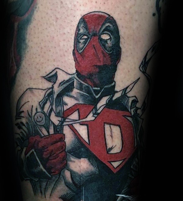 简单的卡通英雄死侍纹身图案