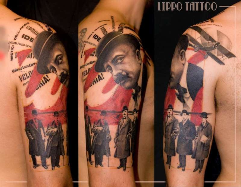 PS图象处理软件风格的彩色复古人纹身