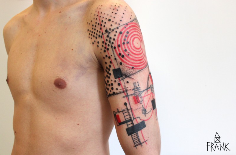 肩部PS图象处理软件风格几何纹身图案