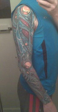 胳膊全套生物力学机械纹身图案