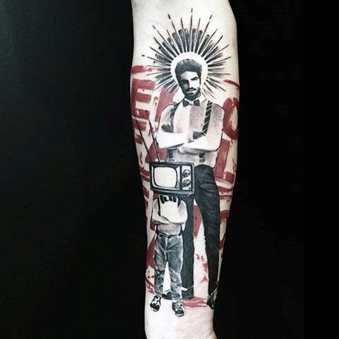 手臂PS图象处理软件风格的黑人男孩纹身