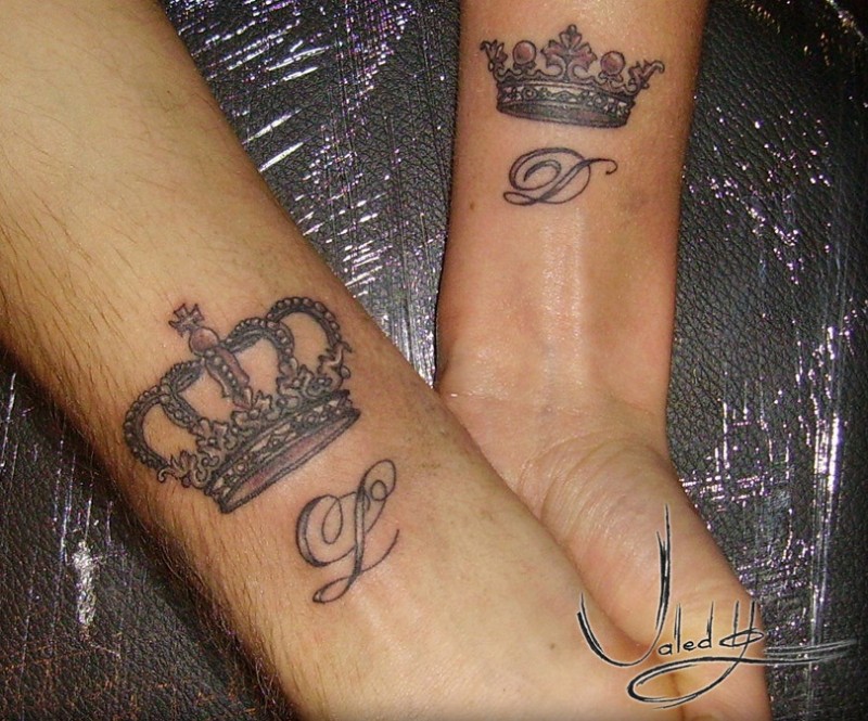 情侣浪漫皇冠纹身图案