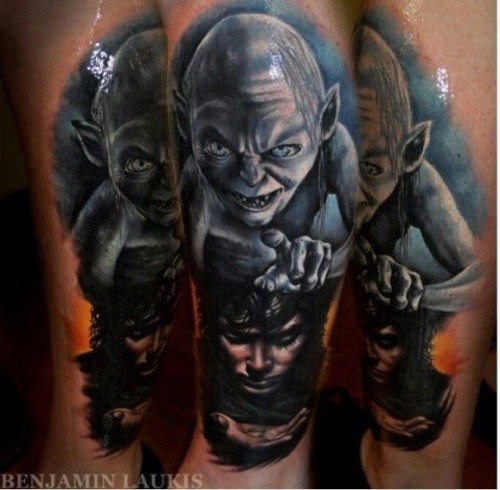 惊人的妖怪与人像纹身图案