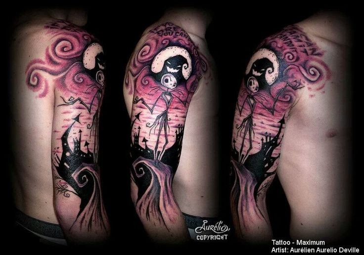 手臂彩色爬行怪物卡通纹身图案