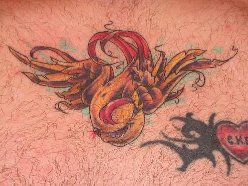 黄金色的小鸟纹身图案