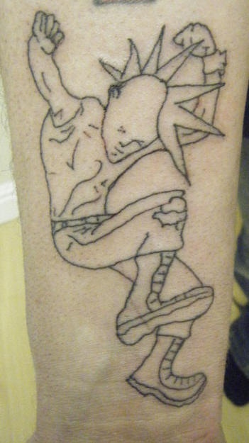 手臂简约朋克摇滚人物纹身图案