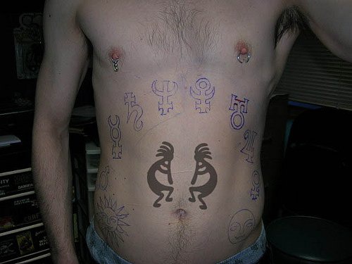 腹部非洲玩男人符号纹身图案