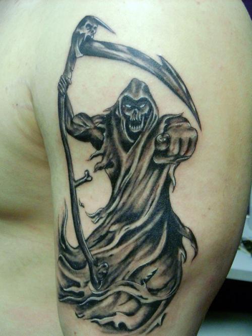 可怕的黑灰死神纹身图案