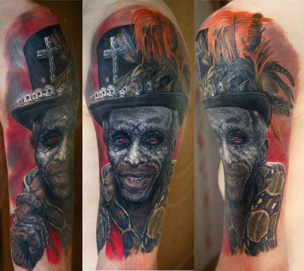 神秘的恶魔男肖像纹身图案