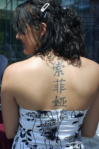 背部汉字中国风纹身图案