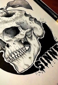 多款黑色素描创意个性骷髅头纹身手稿