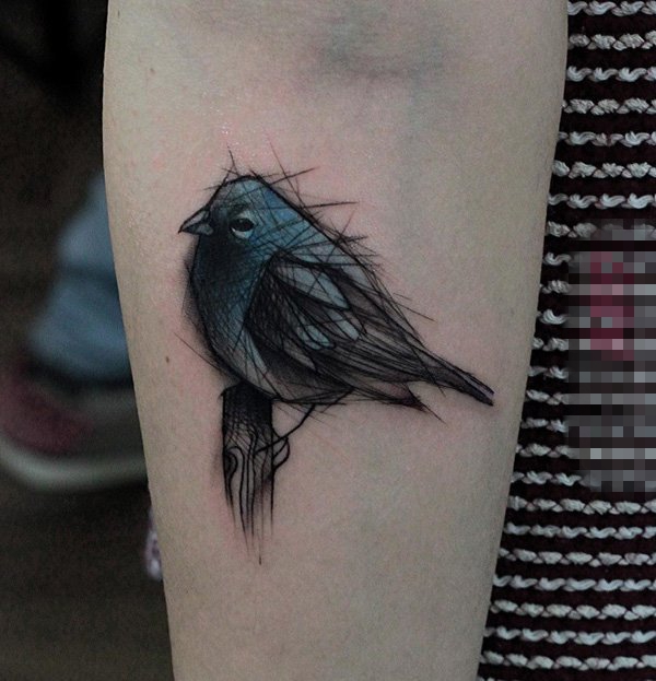 多款关于鸟类的黑色素描轮廓创意个性纹身图案