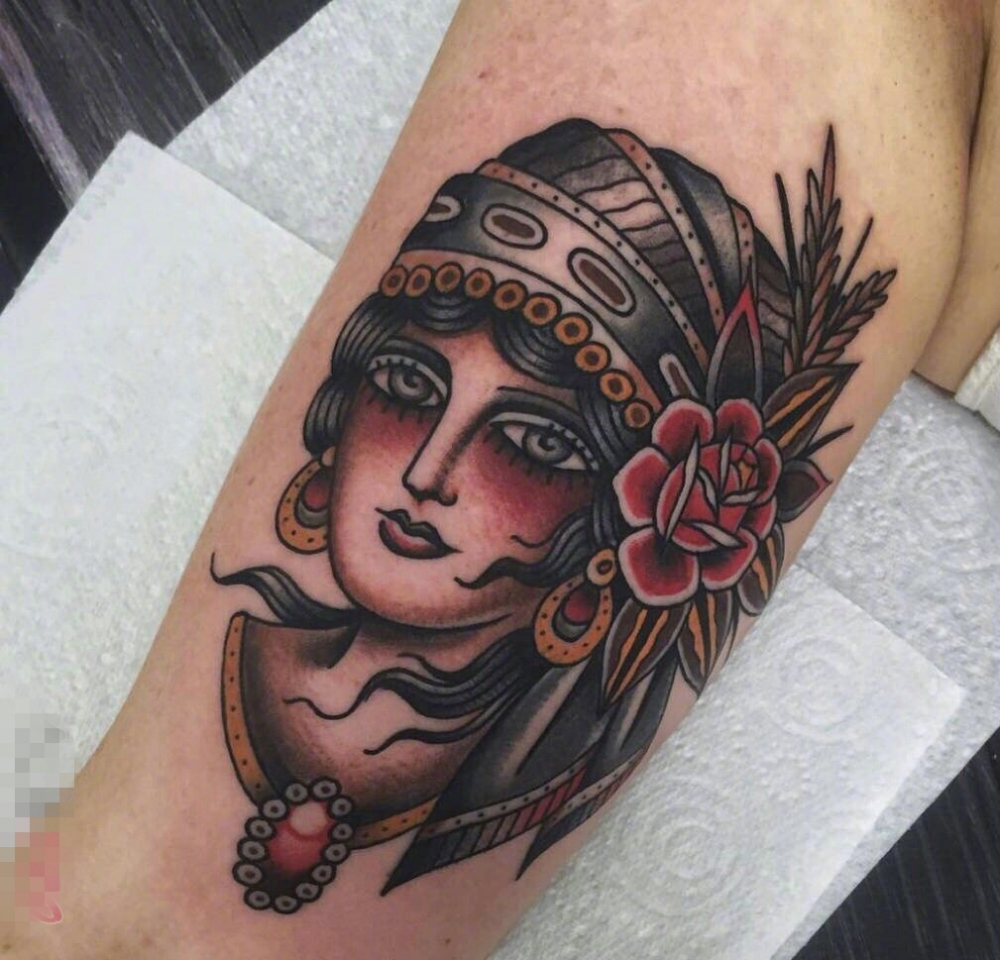 多款复古彩绘技巧植物素材花朵创意纹身图案