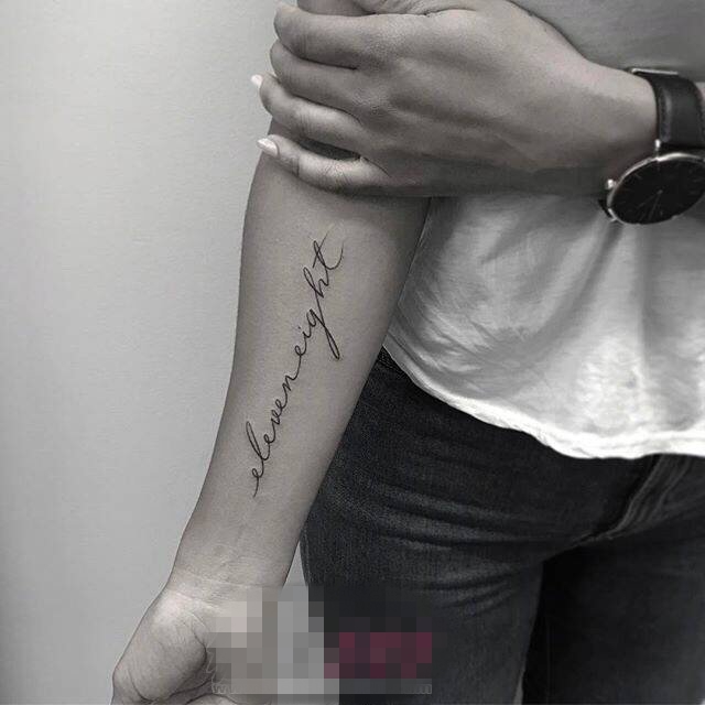 文艺小清新的黑色线条花体有意义英文纹身图案