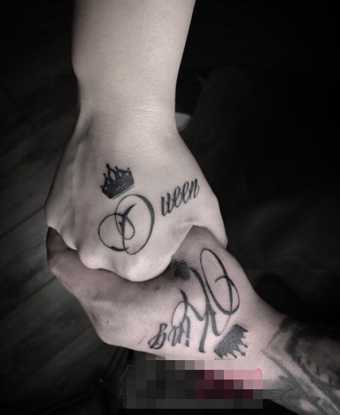 情侣手臂上黑色线条素描创意个性文艺小图案纹身图案