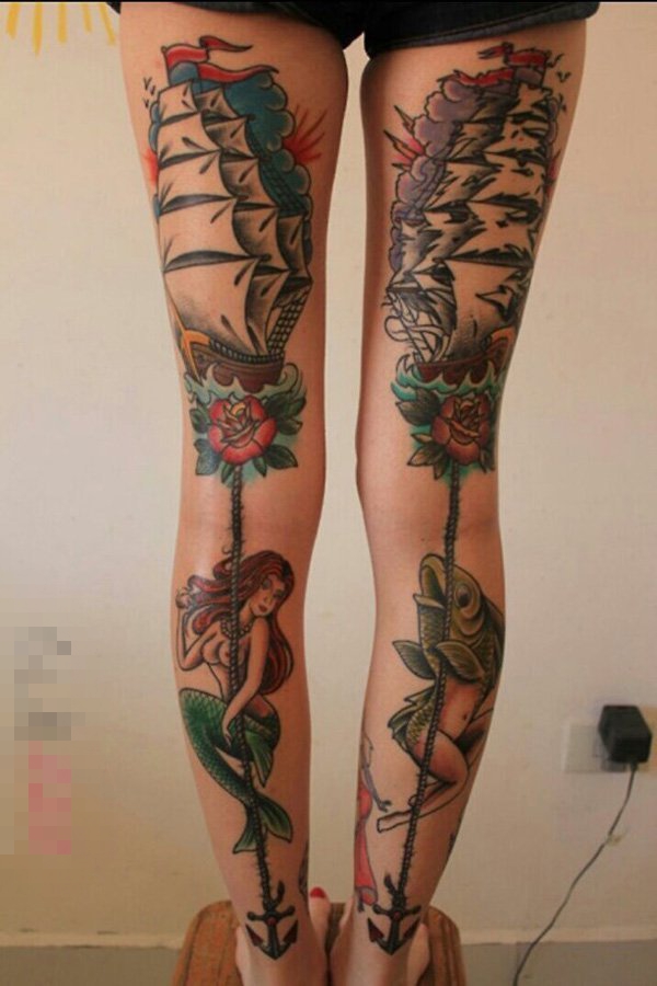 童话故事里的唯美性感美人鱼创意个性纹身图案