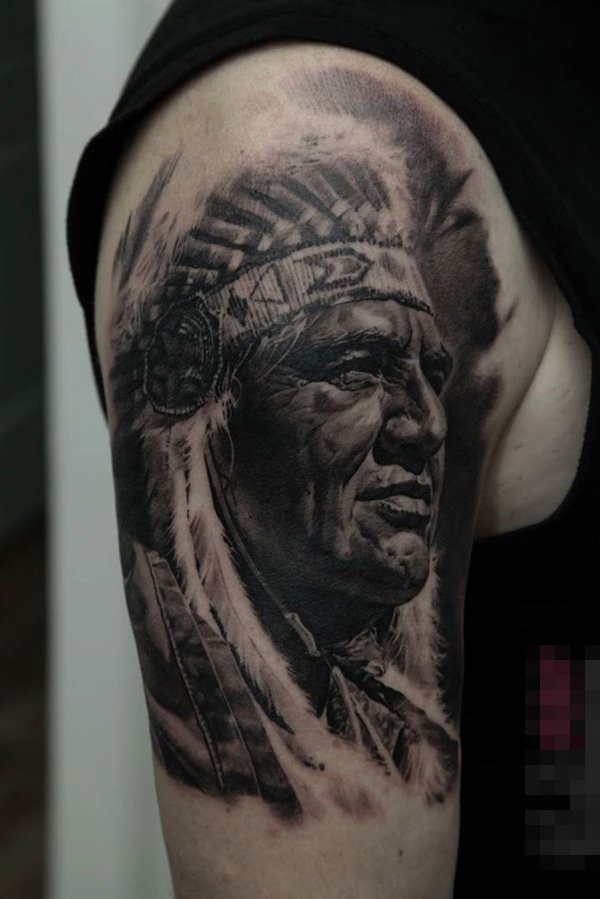 多款创意个性的印第安元素唯美人像纹身图案