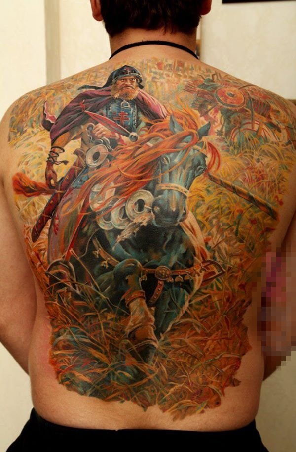 多款威风凛凛的彩绘抽象线条战士纹身图案