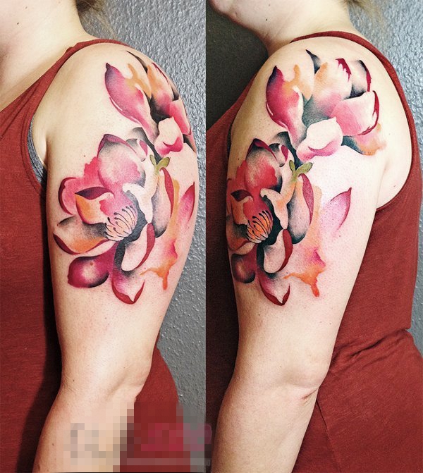 多款彩绘水彩文艺小清新唯美花朵精致纹身图案