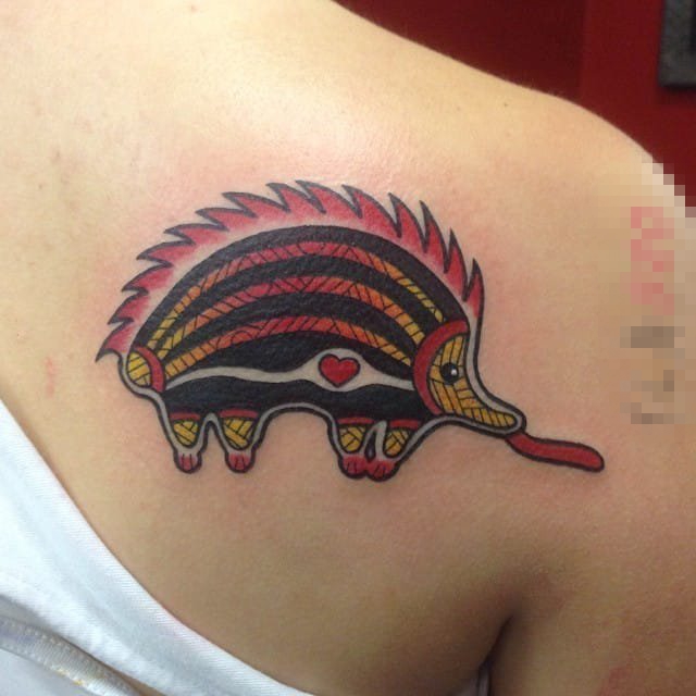 个性而富有趣味色彩的彩绘鸭嘴兽纹身图案