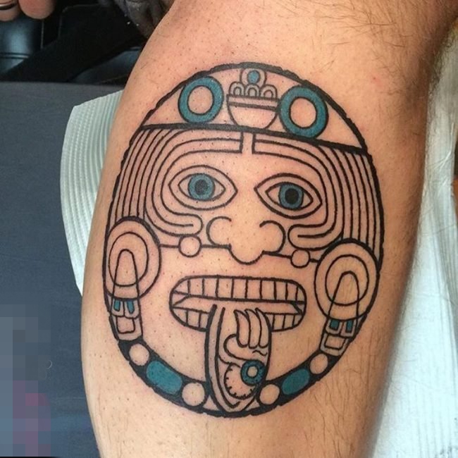 神秘的黑色几何线条玛雅部落图腾纹身图案