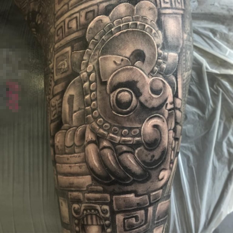 神秘的黑色几何线条玛雅部落图腾纹身图案