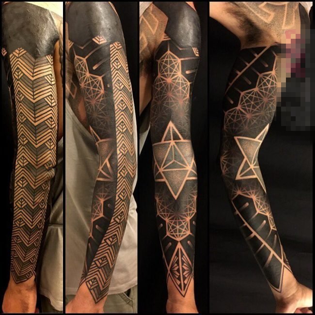 多款让人上瘾的黑色墨水创意花纹霸气手臂纹身图案