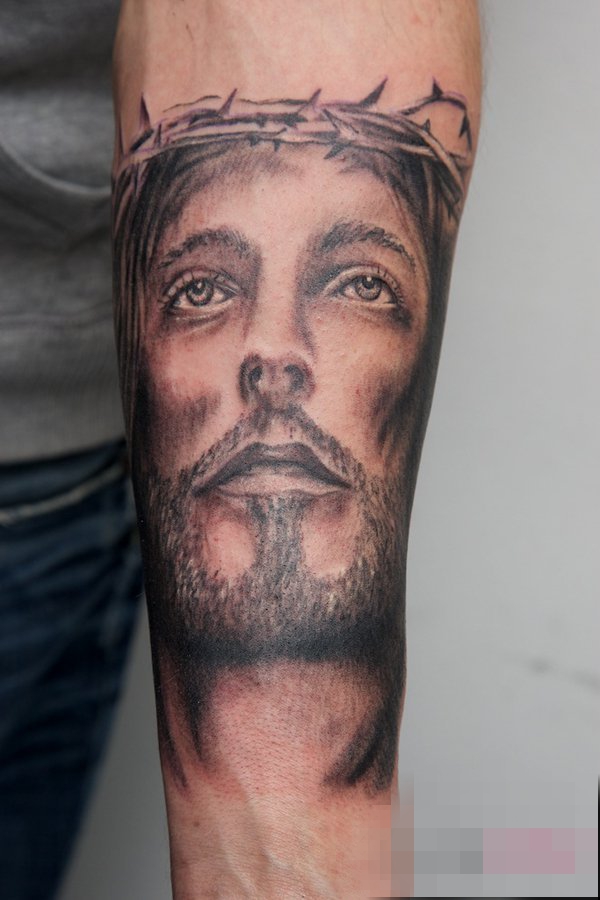 多款关于宗教的黑灰点刺人物肖像耶稣纹身图案