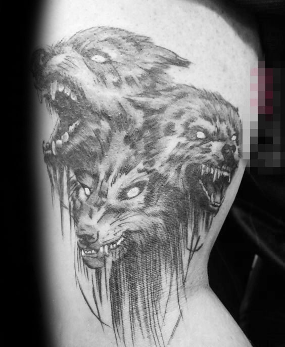 来自希腊的创意图腾地狱三头犬纹身图案