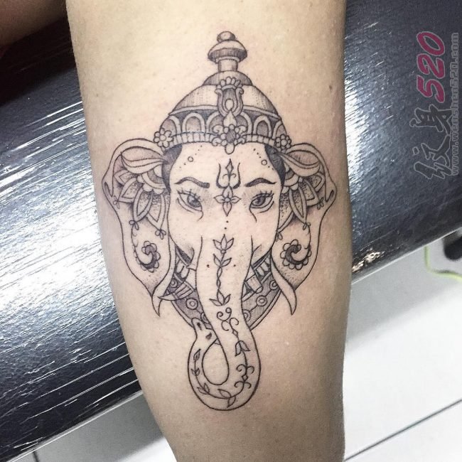 多款创意的民族元素文艺唯美精致大象纹身图案