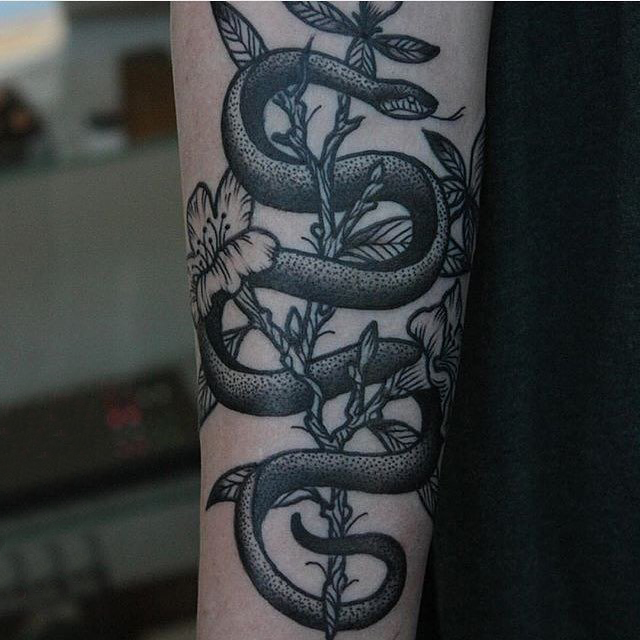 多款关于弯弯的黑色抽象线条植物藤纹身图案