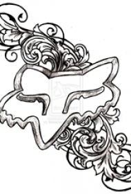 黑色线条素描创意唯美花朵纹身手稿