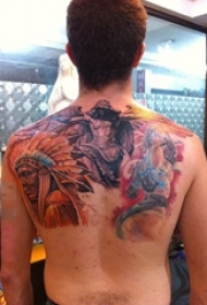 关于部落原住民的人物肖像印第安人纹身图案