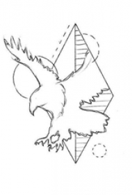 黑色线条创意霸气老鹰纹身手稿