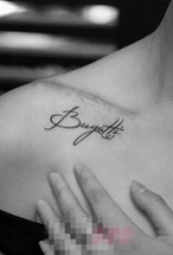 文艺小清新的黑色线条花体有意义英文纹身图案