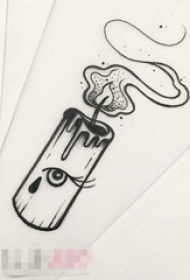 黑色线条创意个性文艺蜡烛纹身手稿